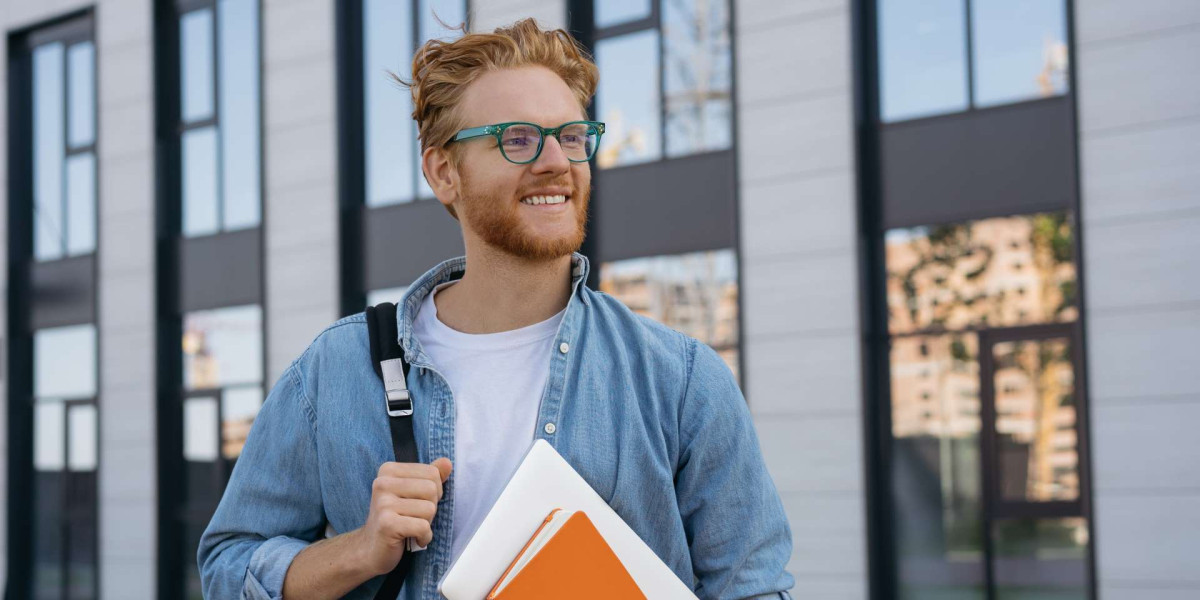 Student with backpack and book in university campus